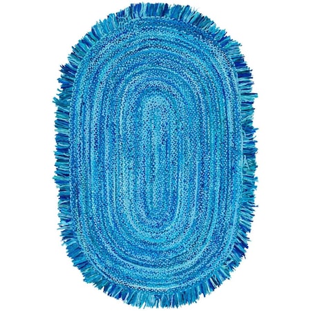 Safavieh 4 x 6 ft. Braided Hand Woven Oval Area Rug, Turquoise BRD451K-4OV